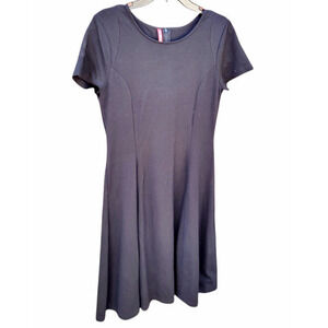 Ruby Ribbon Black Short Sleeve Crew Neck Black Fit and Flare Skater A-line Dress